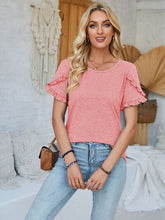 Load image into Gallery viewer, Frill Round Neck Petal Sleeve Blouse