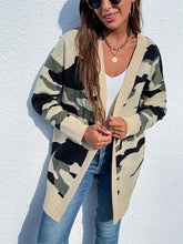 Load image into Gallery viewer, Camouflaged Dropped Shoulder Open Front Cardigan