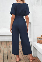 Load image into Gallery viewer, Tie Waist Surplice Wide Leg Jumpsuit