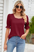 Load image into Gallery viewer, Smocked Square Neck Short Sleeve T-Shirt
