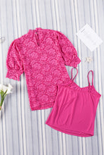 Load image into Gallery viewer, Lace Scalloped Short Puff Sleeve Top