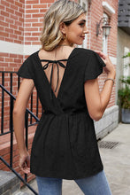 Load image into Gallery viewer, Tied Ruffled Round Neck Peplum T-Shirt