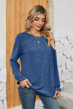 Load image into Gallery viewer, Ruched Round Neck Flounce Sleeve T-Shirt