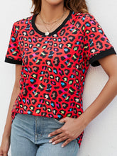 Load image into Gallery viewer, Leopard Round Neck Short Sleeve Tee Shirt