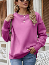 Load image into Gallery viewer, Dropped Shoulder Slit Sweatshirt