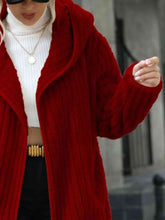 Load image into Gallery viewer, Open Front Ribbed Hooded Coat