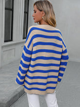 Load image into Gallery viewer, Striped Dropped Shoulder Sweater