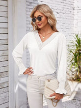 Load image into Gallery viewer, Smocked V-Neck Long Sleeve Blouse
