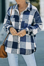 Load image into Gallery viewer, Plaid Button Up Dropped Shoulder Jacket