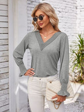 Load image into Gallery viewer, Smocked V-Neck Long Sleeve Blouse