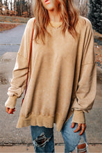 Load image into Gallery viewer, Dropped Shoulder Round Neck Long Sleeve Blouse