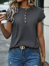 Load image into Gallery viewer, Half Button Round Neck T-Shirt