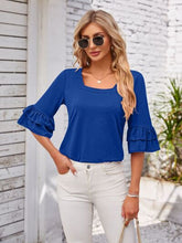 Load image into Gallery viewer, Ruffled Suqare Neck Half Sleeve Blouse
