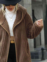 Load image into Gallery viewer, Open Front Ribbed Hooded Coat