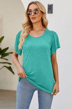 Load image into Gallery viewer, Smocked Round Neck Flutter Sleeve T-Shirt