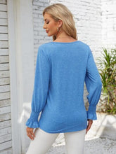 Load image into Gallery viewer, Smocked V-Neck Long Sleeve Blouse