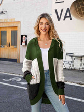 Load image into Gallery viewer, Color Block Open Front Hooded Cardigan