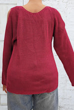 Load image into Gallery viewer, Plus Size Cold Shoulder Round Neck Sweater