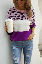 Load image into Gallery viewer, Color Block Round Neck Lantern Sleeve Sweater
