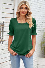 Load image into Gallery viewer, Smocked Square Neck Short Sleeve T-Shirt