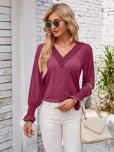 Load image into Gallery viewer, Smocked V-Neck Long Sleeve Blouse