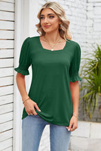 Load image into Gallery viewer, Smocked Square Neck Short Sleeve T-Shirt