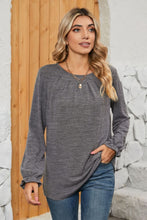 Load image into Gallery viewer, Ruched Round Neck Flounce Sleeve T-Shirt