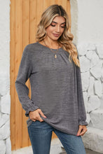 Load image into Gallery viewer, Ruched Round Neck Flounce Sleeve T-Shirt