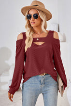 Load image into Gallery viewer, Cutout Square Neck Cold Shoulder T-Shirt