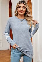 Load image into Gallery viewer, Striped Heathered Round Neck T-Shirt