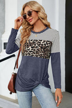 Load image into Gallery viewer, Leopard Striped Round Neck T-Shirt