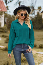 Load image into Gallery viewer, Collared Neck Cable-Knit Long Sleeve Blouse