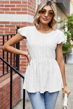 Load image into Gallery viewer, Tied Ruffled Round Neck Peplum T-Shirt