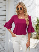 Load image into Gallery viewer, Ruffled Suqare Neck Half Sleeve Blouse