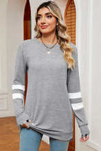 Load image into Gallery viewer, Striped Heathered Round Neck T-Shirt