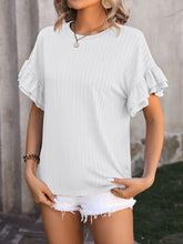 Load image into Gallery viewer, Ruffled Round Neck Short Sleeve Blouse