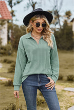 Load image into Gallery viewer, Collared Neck Cable-Knit Long Sleeve Blouse
