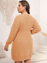 Load image into Gallery viewer, Plus Size Dropped Shoulder Long Sleeve Knit Mini Dress