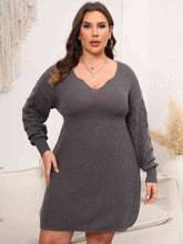 Load image into Gallery viewer, Plus Size Dropped Shoulder Long Sleeve Knit Mini Dress