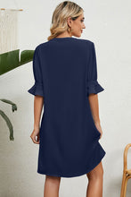 Load image into Gallery viewer, Notched Flounce Sleeve Mini Dress