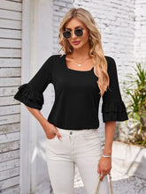 Load image into Gallery viewer, Ruffled Suqare Neck Half Sleeve Blouse