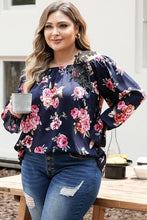 Load image into Gallery viewer, Plus Size Floral Flounce Sleeve Blouse