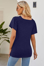 Load image into Gallery viewer, Smocked Round Neck Flutter Sleeve T-Shirt