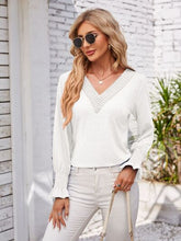 Load image into Gallery viewer, Smocked V-Neck Long Sleeve Blouse