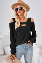 Load image into Gallery viewer, Cutout Square Neck Cold Shoulder T-Shirt