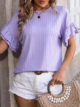 Load image into Gallery viewer, Ruffled Round Neck Short Sleeve Blouse