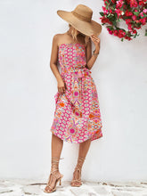 Load image into Gallery viewer, Printed Strapless Tie Belt Dress