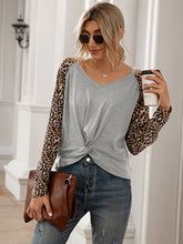 Load image into Gallery viewer, Leopard Twist Front Cold-Shoulder Tee
