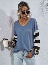 Load image into Gallery viewer, Leopard Striped Waffle-Knit Top