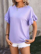 Load image into Gallery viewer, Ruffled Round Neck Short Sleeve Blouse